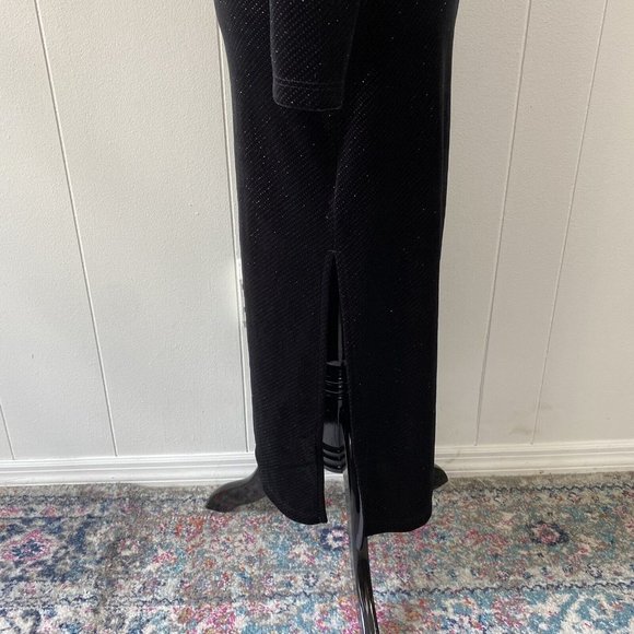 & OTHER STORIES Long Sleeve Velvet Midi Black Dress Bodycon Gold Sparkles Sz. 2 - Picture 9 of 16